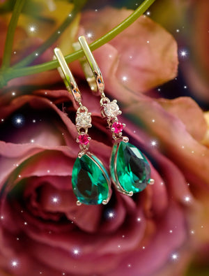 Anthousai Emerald Dew Drop Earrings - Wonderland L'atelier