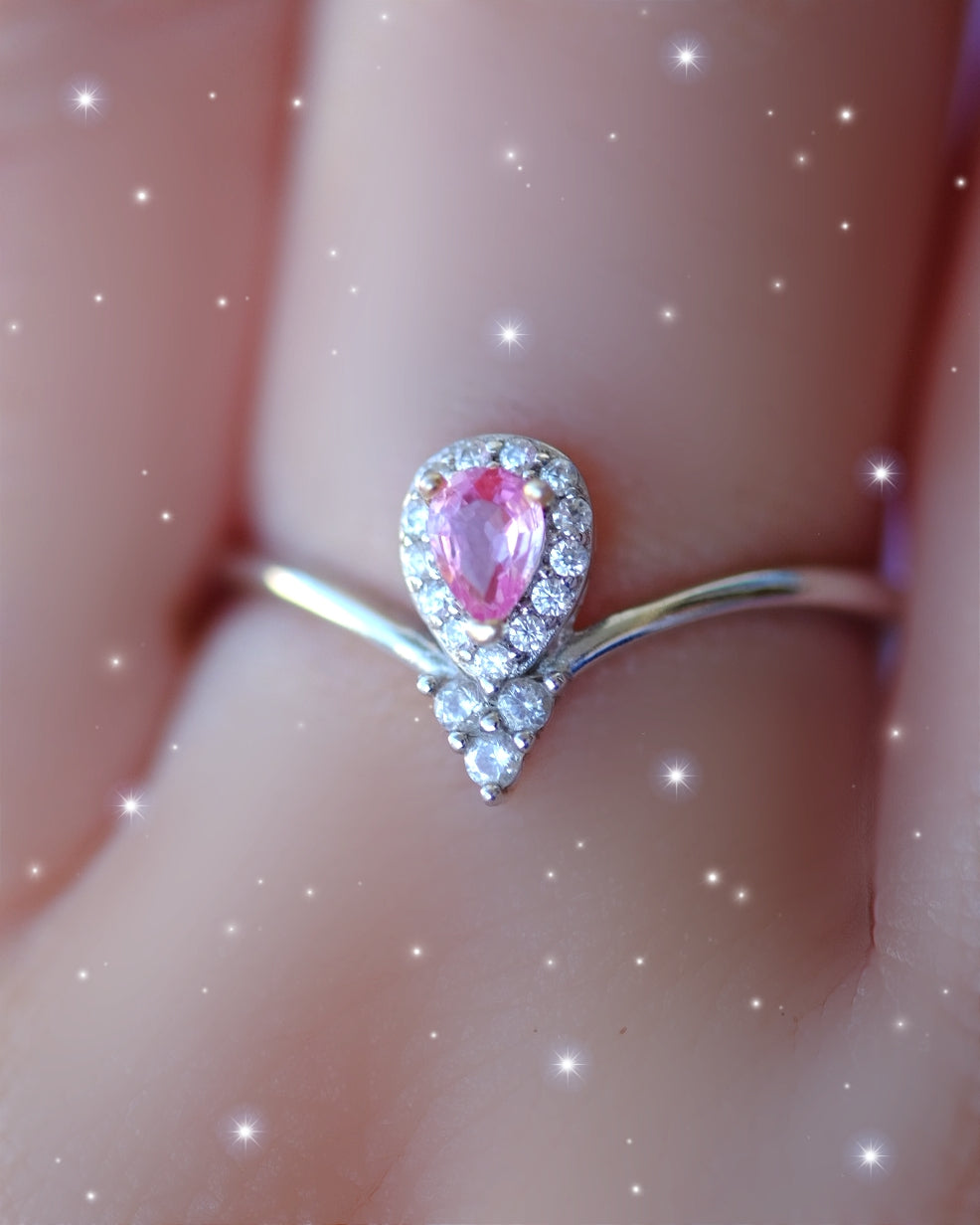 OOAK Dainty Pink Sapphire Stacker Ring S925
