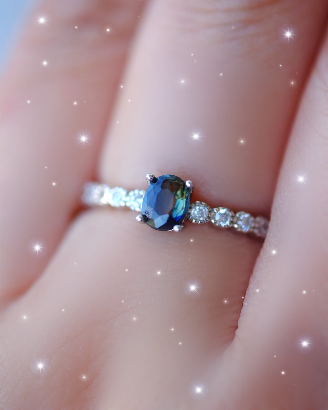 OOAK Parti Sapphire Pave Ring S925