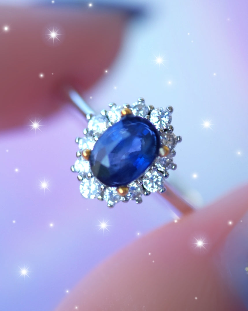 OOAK Blue Smokey Sapphire Ring S925