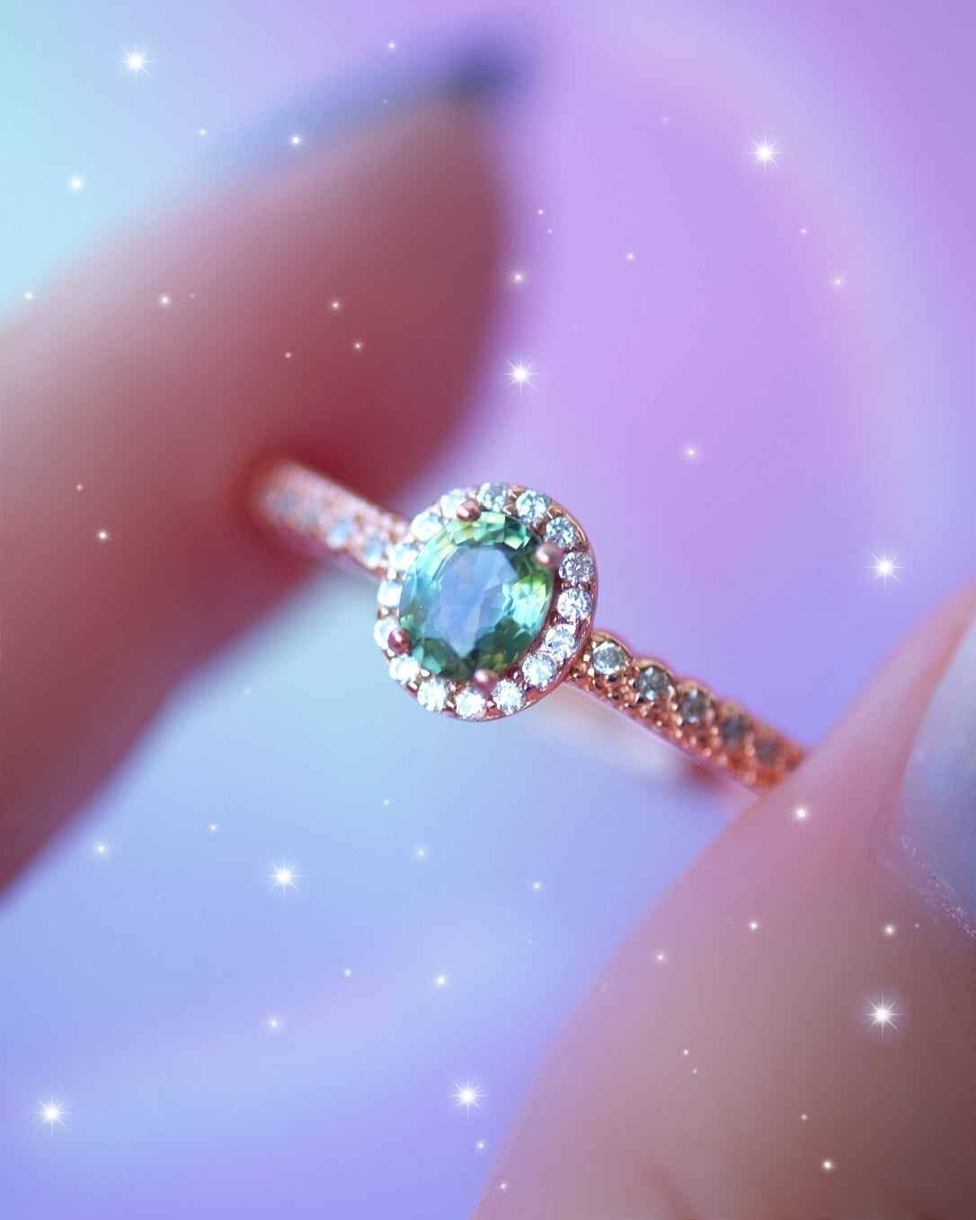 OOAK Green Sapphire Ring S925
