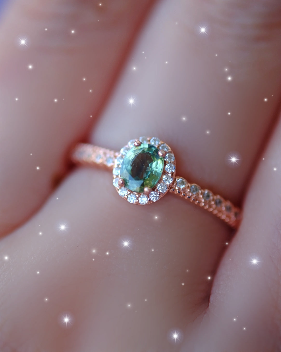 OOAK Green Sapphire Ring S925