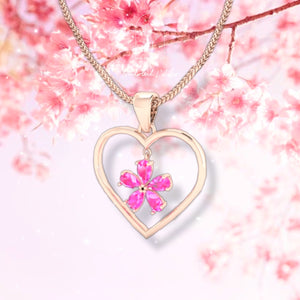 Sakura Heart Necklace (Cherry Blossom)